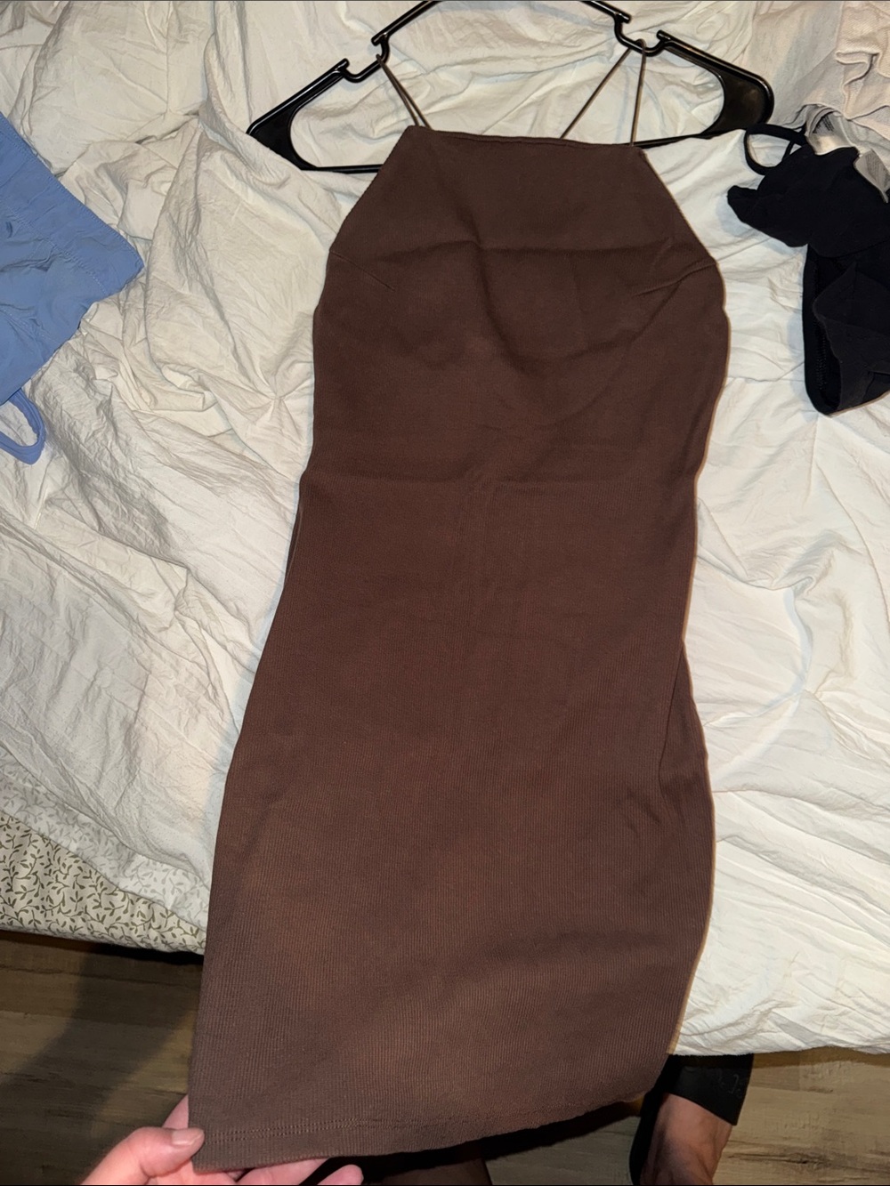 H&M Chocolate Brown Backless Slim Spaghetti-Strap Dress